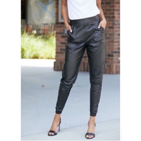 Spanx Faux black leather joggers SP - Picture 10 of 11